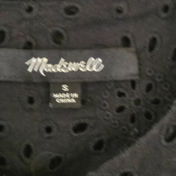 Madewell Ruffled Front Eyelet Lace Black Button Front Blouse Size S - Picture 8 of 9